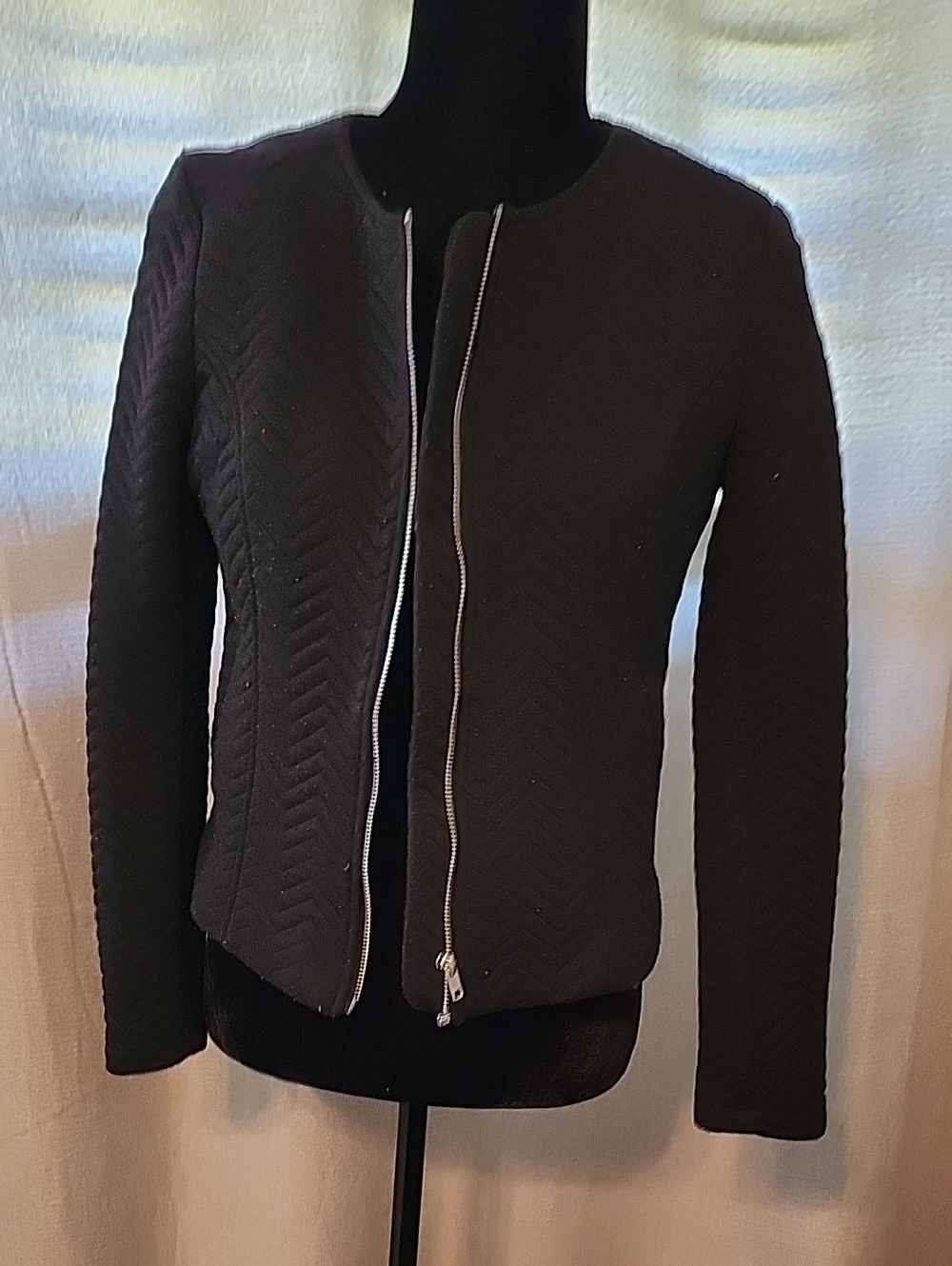 Divided Black Quilted Zip-Front Blazer Jacket